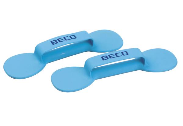 Blaue BECO Schwimmbretter für Kinder zum Schwimmtraining, ergonomisch geformt.