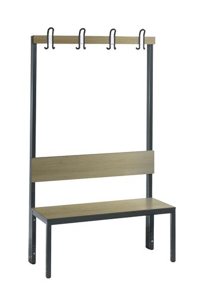 Garderobenbank BASIC PLUS einseitig - Feuchtraum, ohne Schuhrost, Länge 1,00 m, Eiche/Sereno