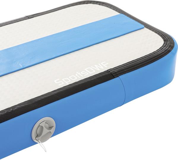 Detailaufnahme des AirTrack Factory AirBeam Blau mit Ventil und strukturierter Oberfläche.