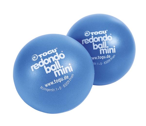 Zwei blaue TOGU Redondo Mini Bälle für Fitness und Therapie, rutschfest und langlebig.