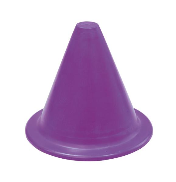 Lila Trainingshütchen aus Kunststoff für Sport und Markierung, kegelförmig.