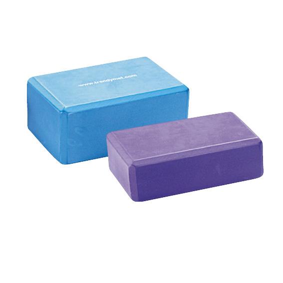 Yoga-Blöcke aus Schaumstoff in Blau und Lila für Fitness und Stretching.