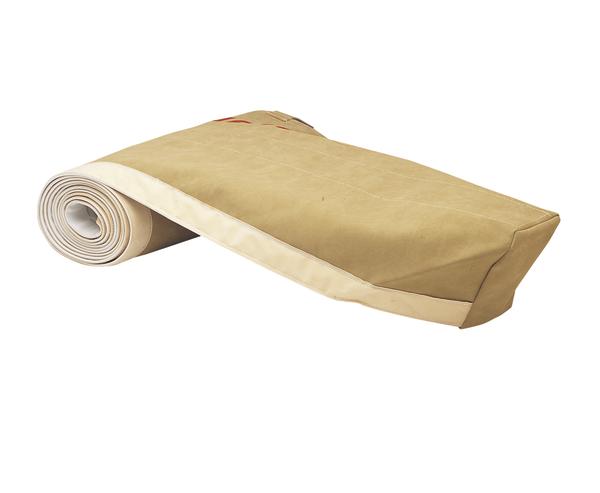 Rolle aus braunem Segeltuchstoff für Outdoor- oder Industrieanwendungen, teilweise aufgerollt.