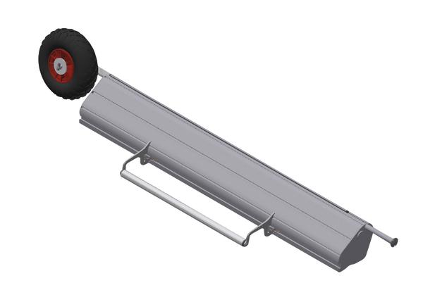 Robuster Metall-Gartenschlauchwagen mit großem Rad und Tragegriff, isoliert auf weißem Hintergrund.
