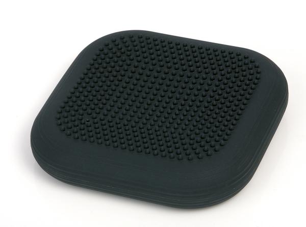 Schwarzes Balance-Kissen mit Noppen zur Sitz- und Gleichgewichtsschulung.