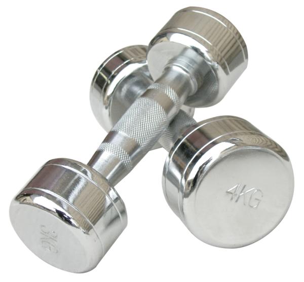 Chromierte Kurzhanteln mit 4 kg Gewicht, ideal für Krafttraining und Fitnessübungen.