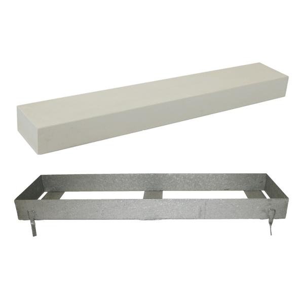 Absprungbalken-Set bestehend aus Einbau-Bodenrahmen aus Stahl und Absprungbrett aus Holz.