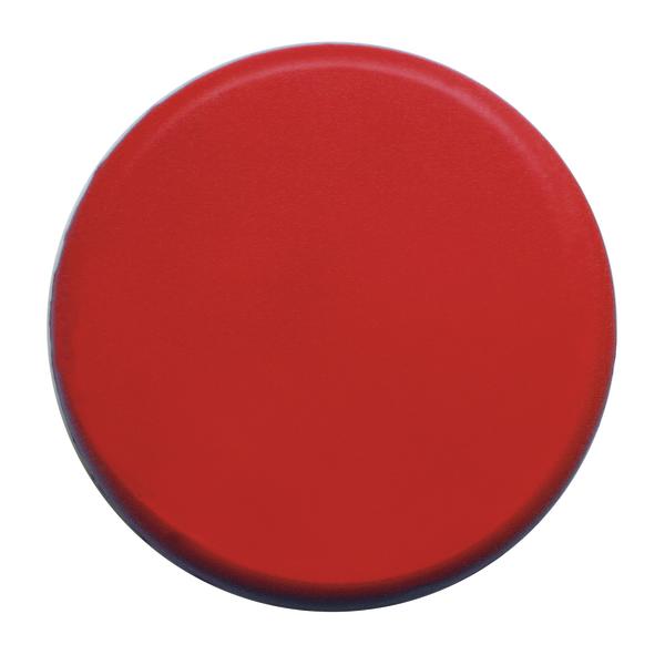 Rote runde Wurfscheibe auf weißem Hintergrund.