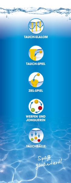 Tauch-Slalom Symbol unter Wasser mit Wellenoberfläche.