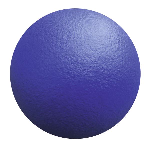 Blauer, strukturierter 3D-Ball mit leicht glänzender Oberfläche vor weißem Hintergrund.