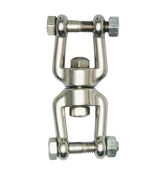 Edelstahl-Gelenkverbinder mit Schrauben für flexible Verbindungen in Maschinenbau und Technik.