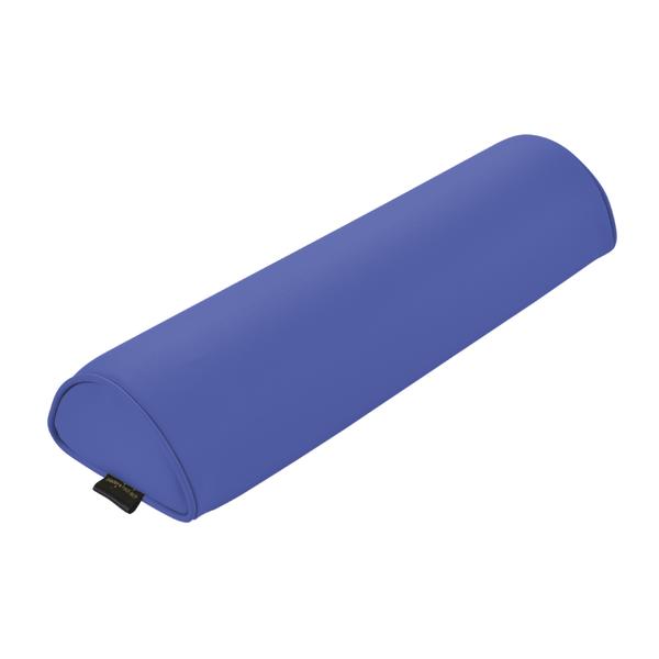 Blaues halbrundes Nackenstützkissen für ergonomischen Schlafkomfort.