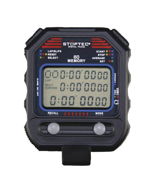 Digitaler Stoppuhr-Timer mit LCD-Display und mehreren Funktionen in schwarzem Gehäuse.