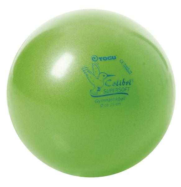 Grüner TOGU Colibri Supersoft Gymnastikball, 19 cm Durchmesser, weicher Trainingsball.