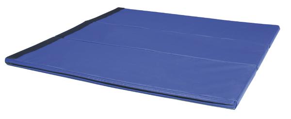 Blaues faltbares Turnbank-Schutzpolster mit Haft-Klettband.