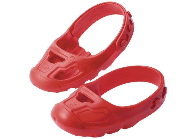 Rote rutschfeste Schuhschoner aus Kuststoff.