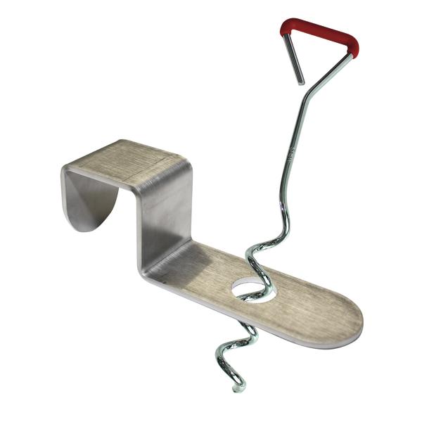 Antikipp-Bodenverankerung mit rotem Griff, modernes Design.
