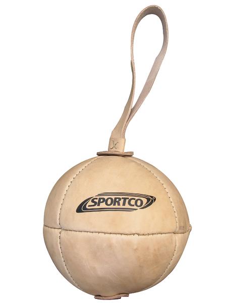 Leder-Handtrainer mit Schlaufe und Sportco-Logo für Fitness und Krafttraining.