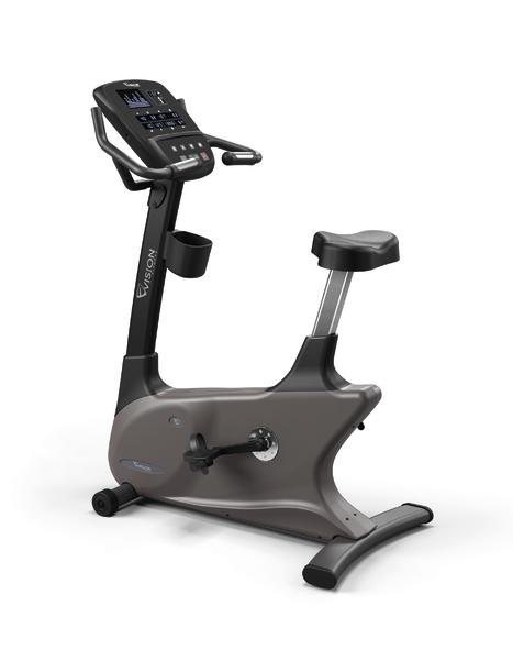 Ergonomisches Heimtrainer-Fahrrad mit digitalem Display und verstellbarem Sitz für Fitnessübungen.