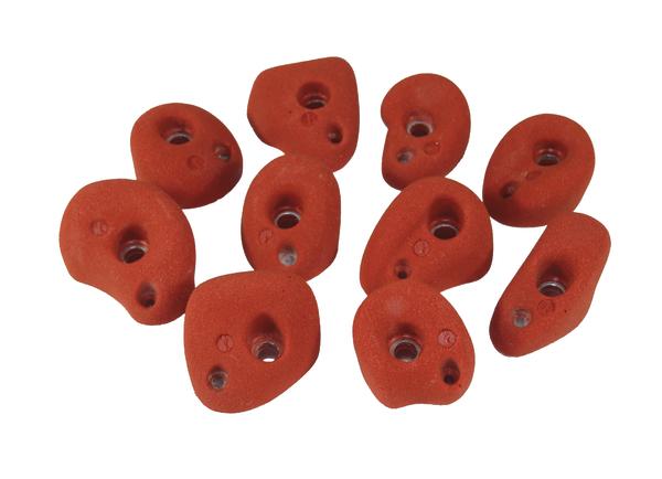 Klettergriffe rot, ergonomisch geformt, für Indoor-Kletterwände, Set mit 10 Stück.