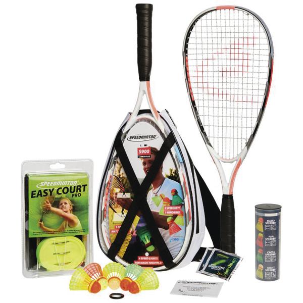 Speedminton Set mit Schlägern, Bällen, Zubehör und Tragetasche für Outdoor-Sport.