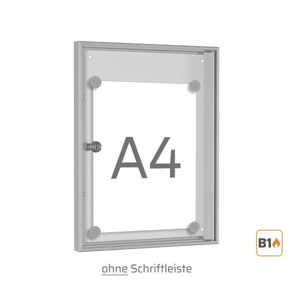 Vitrine aus Aluminium für A4-Poster, abschließbar, ohne Schriftleiste, wetterfest.