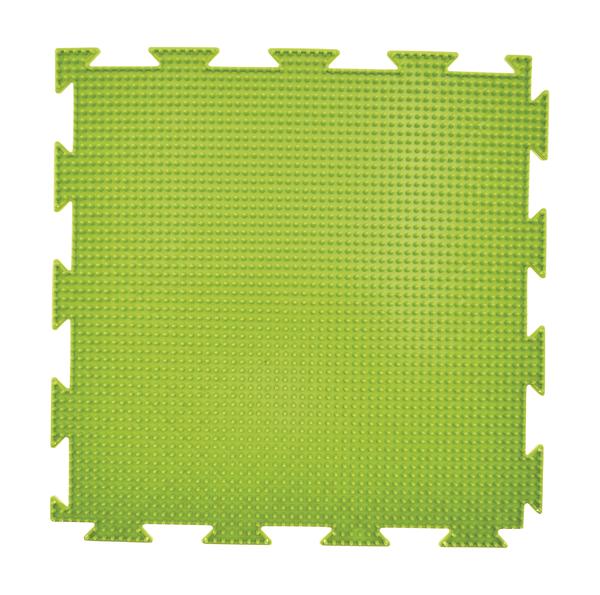 Grünes, quadratisches Puzzle-Spielmattenstück mit Noppenstruktur für Kinder und Fitness.