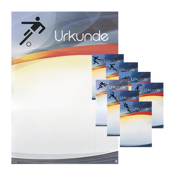 Urkunde mit Fußball-Symbol und farbigem Hintergrund für Sportauszeichnungen.