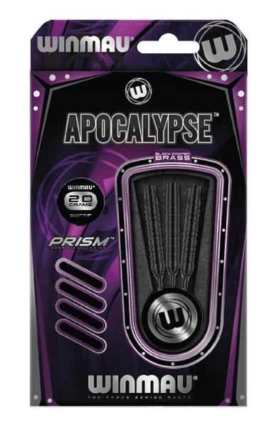 Winmau Apocalypse Dartspitzen aus schwarzem Messing, 20 Stück, 30 mm Länge, Prism Design.