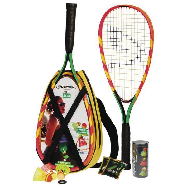 Speedminton Set mit Schlägern, Bällen, Tasche und Zubehör für Outdoor-Sport.