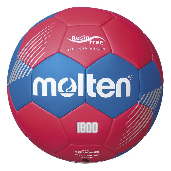 Handball Molten Größe 3 rot-blau, resinfrei, Modell H2F1800-RB, Gewicht und Größe standardisiert.