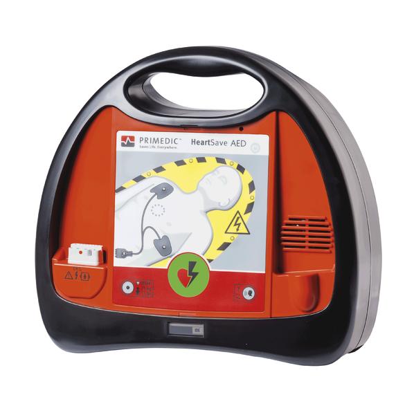 Tragbarer automatischer externer Defibrillator (AED) von PRIMEDIC für Notfall-Herzbehandlung.