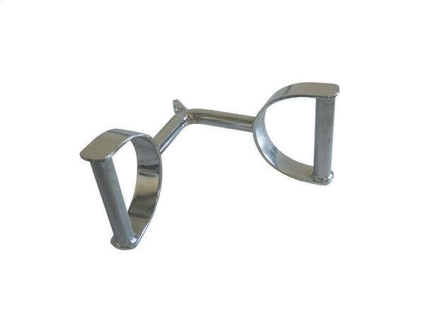 Metallischer Griff für Fitnessgeräte mit zwei Handgriffen und stabiler Konstruktion.