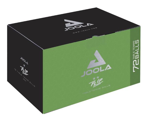 JOOLA Flip Tischtennisbälle 72er Pack in grüner und schwarzer Verpackung