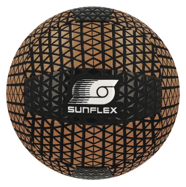 Ball in dunklem Orange mit schwarzem Muster und Sunflex-Logo.
