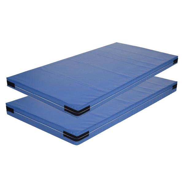 Blauer faltbarer Gymnastikmatte aus Schaumstoff, ideal für Sport und Fitness.
