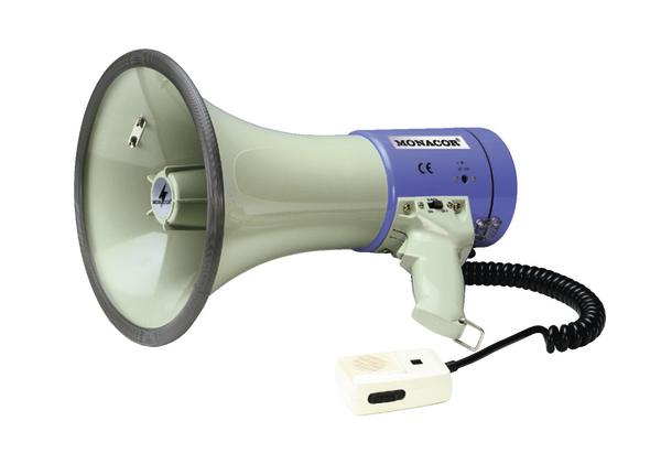 Handliches Megafon mit Mikrofon und Lautsprecher für klare Sprachübertragung.