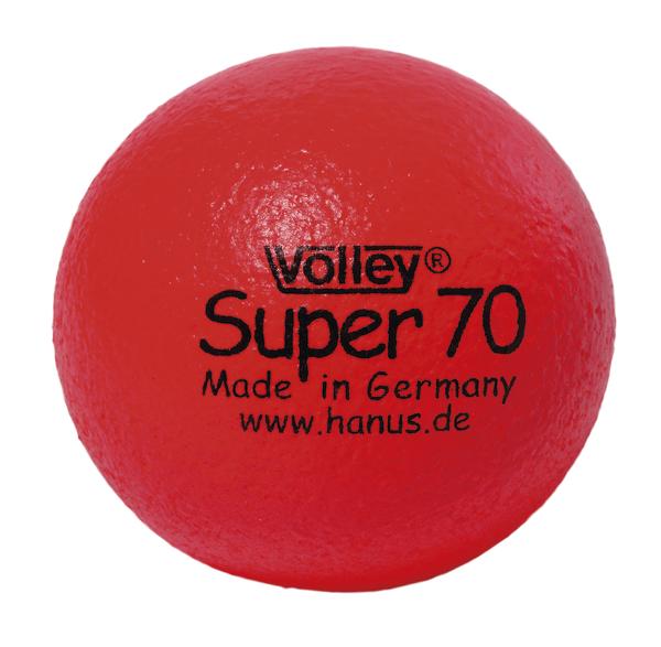Roter Volley Super 70 Ball aus Gummi, Made in Germany, für Sport und Spiel.