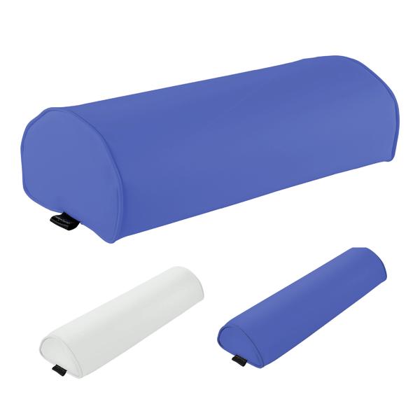 Ergonomische halbrunde Nackenstützkissen in Blau und Weiß für besseren Schlafkomfort.