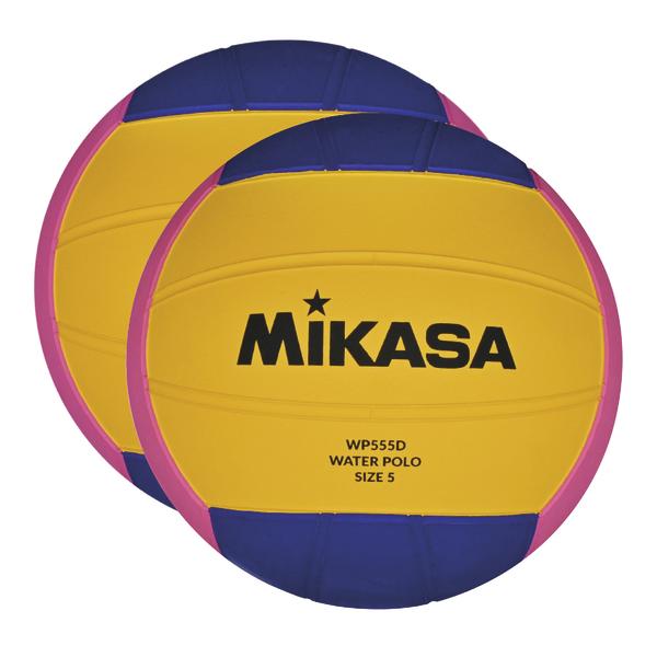 2er-Set Mikasa WP555D Wasserbälle in Größe 5, gelb-blau-pink.