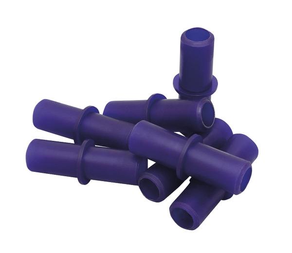 Blaue Kuststoff-Stecker zur Verbindung von BlockX-Blöcken.