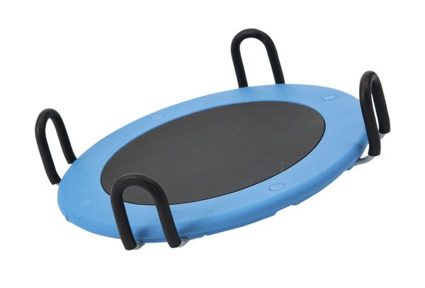 Balance-Board mit blauem Rand und schwarzen Griffen für Gleichgewichtstraining und Fitness.