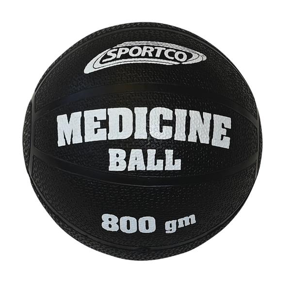 Schwarzer Medizin-Ball 800 g von Sportco für Fitness und Krafttraining.