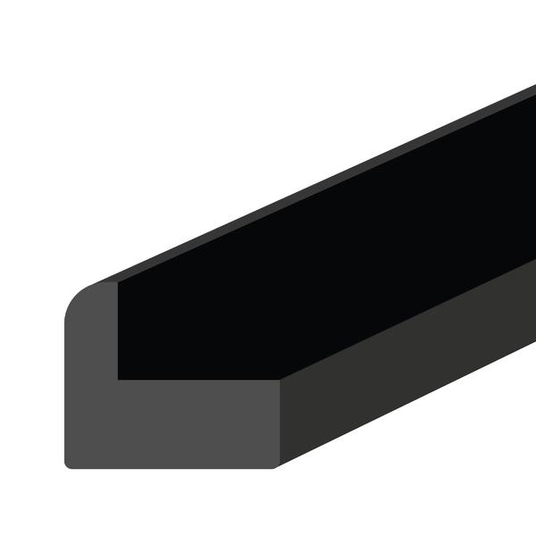 Schwarzes rechteckiges Gummiprofil mit abgerundeter Kante, isolierendes Dichtungsband.