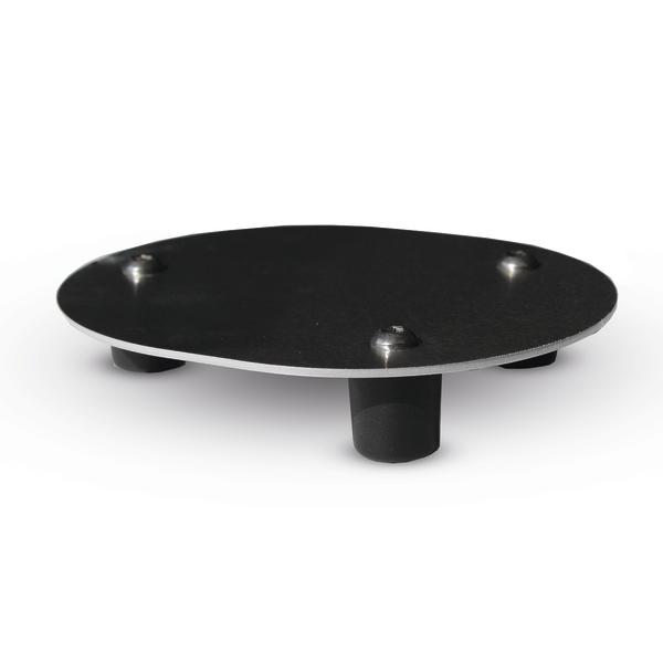 Schwarzer runder Abschlussdeckel für Bodenhülse.