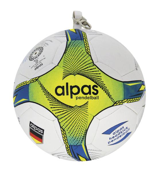 Weißer Alpas Pendelball mit grün-blauem Design und deutscher Flagge.