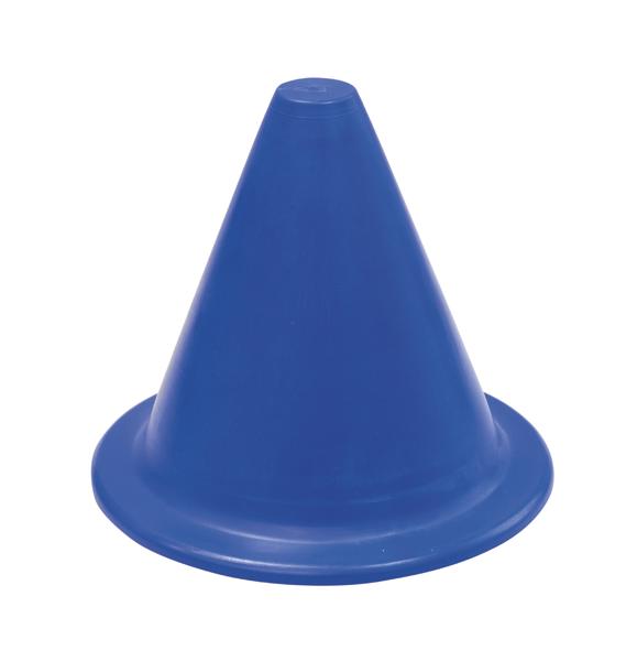 Blauer Trainingskegel aus Kunststoff für Sport und Verkehrssicherheit, konisch geformt.