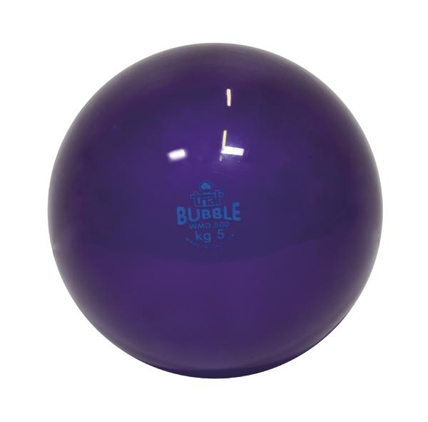 Lila Gymnastikball mit 5 kg Gewicht und Bubble-Logo auf weißem Hintergrund.