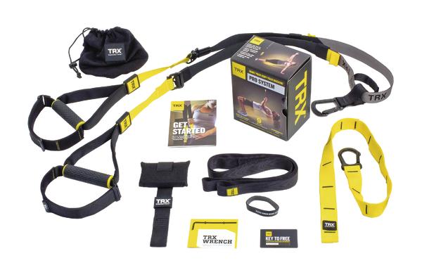 TRX Pro System Suspension Trainer mit Zubehör für Ganzkörper-Workout und Fitness-Training.