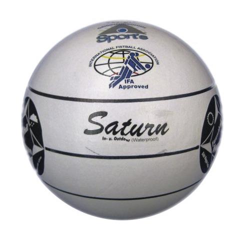 Weißer Saturn Wasserball mit IFA-Zertifizierung und Outdoor-Wasserdicht-Logo.